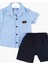 Erkek Çocuk Pitikareli Yazlık Kısa Kollu Gömlek Saten Şortlu 2li Takım Bayramlık Takım (Tam Kalıp) 4