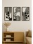 3’lü Minimalist Yaprak ve Çizgi Desenli Metal Tablo Seti 2