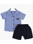 Erkek Çocuk Pitikareli Yazlık Kısa Kollu Gömlek Saten Şortlu 2li Takım Bayramlık Takım (Tam Kalıp) 3