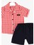 Erkek Çocuk Pitikareli Yazlık Kısa Kollu Gömlek Saten Şortlu 2li Takım Bayramlık Takım (Tam Kalıp) 4