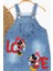 Kız Çocuk Kot Jile Salopet Minnie Mouse Baskılı Denim Elbise 2