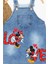 Kız Çocuk Kot Jile Salopet Minnie Mouse Baskılı Denim Elbise 3