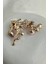 Altın Sarısı Oval Taş Detay Incili Çiçek Motif Broş (6cm) 3
