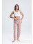 Kadın Çiçek Desenli Uzun Pijama Pantolon | Pembe 1