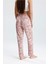 Kadın Çiçek Desenli Uzun Pijama Pantolon | Pembe 5