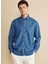 Regular Fit Düğmeli Yaka Lacivert Erkek Gömlek BBFW25MSH015 1