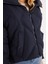 Kadın Oversize Geniş Kesim Şişme Dik Yaka Lacivert Mont 3