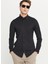 Slim Fit Düğmeli Yaka Siyah Erkek Gömlek ACE020261468_SYH 1