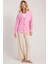 Kadın Relax Fit Rahat Kesim Örme Kumaş Çift Cepli V Yaka Pembe Hırka 5