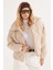 Kadın Oversize Geniş Kesim Şişme Dik Yaka Bej Mont 1