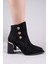 BIDIU Gold Tokalı Süet Topuklu Bot SİYAH 4