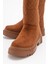 Kaydırmaz Kapitoneli Kadın Çizme Taba Süet 3