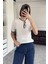 Renk Detay Triko Tshirt- Ekru 11