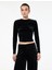 Uzun Kollu Bisiklet Yaka Slim Fit Kadife Crop Tişört 3