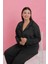 Kadın Büyük Beden Füme Düğmeli Pijama Takımı 2