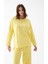 Kadın Oversize Sarı Desenli Pamuklu Kalın Pijama Takımı 5