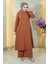 Düğmeli Tesettür Takım Taba MSW10358-5 3