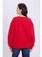 Kadın Oversize Geniş Kesim Pamuklu 3 Iplik Bisiklet Yaka Kırmızı Sweatshirt 7