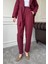 Bağlamalı Keten Takım- Bordo 6