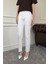Kesik Paça Boyfit Jean- Beyaz 6