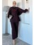 Pelerinli Broş Detaylı Kuşaklı Tunik Bel Lastikli Pantolon Tesettür Ikili Takım P-00018879 4