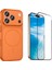 Iphone 17 Pro Kılıf M-Safe Şarj Özellikli Kamera Camlı Formen Kapak-Turuncu + Tam Kaplayan Antistatik Esd Ekran Koruyucu 1