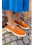 Granda Kadın Orange Gercek Suet Loafer Ayakkabi 2