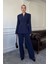 Düğme Detay Blazer Marka Takım- Lacivert 7