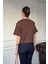 Fermuarlı Vatkalı Tshirt- Kahverengi 6