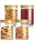 1000 cc (4'lü Set) Borosilkat Cam Baharatlık - Bambu Kapaklı - Saklama Kabı - (9cm x 14 Cm) 1