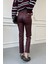 Kaplamalı Boyfit Jean- Bordo 6