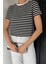 Kadın Şerit Desenli Bisiklet Yaka Tişört P-00018593 3