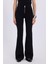 Kadın Slim Fit Dar Kesim Geniş Paça Fermuarlı siyah Pantolon 1