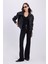 Kadın Slim Fit Dar Kesim Geniş Paça Fermuarlı siyah Pantolon 2