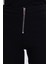 Kadın Slim Fit Dar Kesim Geniş Paça Fermuarlı siyah Pantolon 3