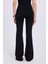 Kadın Slim Fit Dar Kesim Geniş Paça Fermuarlı siyah Pantolon 7