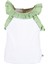 %100 Pamuk Fırfırlı Yeşil Volanlı Yazlık Kız Çocuk Bluz 2