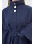Dik Yaka Kuşaklı Kaşe Panço-Lacivert 4
