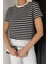 Kadın Şerit Desenli Bisiklet Yaka Tişört P-00018593 3