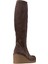 Kadın Hakiki Süet Kahverengi Dolgu Topuk Çizme - 61206ZKHVC01 2