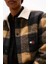 Erkek Regular Kalıp Pelüş Yakalı Kareli Gömlek Ceket - Siyah/kahverengi 4