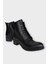 Kadın Bağcık Detaylı Fermuarlı Kalın Topuk Bot Siyah 2