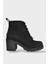 Kadın Bağcık Detaylı Fermuarlı Kalın Topuk Bot Siyah - Füme 1