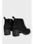 Kadın Bağcık Detaylı Fermuarlı Kalın Topuk Bot Siyah - Füme 4