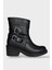 Toka Detaylı Topuklu Fermuarlı Kadın Bot Siyah 1