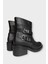 Toka Detaylı Topuklu Fermuarlı Kadın Bot Siyah 5