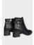 Kadın Taş Zincir Detaylı Topuklu Kadın Bot Siyah 5