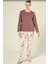 Gül Kurusu Uzun Kollu Çiçek Desenli Rahat Kadın Pijama Takımı 2