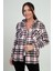 Kadın Kapüşonlu Ekose Desenli Metal Düğmeli Cepli Gömlek 2