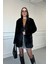 Kruvaze Cepli Tüylü Ceket- Siyah 6